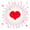 Red heart face head icon. Cute cartoon kawaii funny smiling character. Eyes, mouth, blush cheek. Round line shining star circle. H