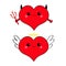 Red heart face head icon set. Devil Angel Evil amour. Trident horn wing nimbus. Cute cartoon kawaii character. Happy Valentines da
