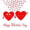 Red heart family couple set face head holding hands. Small hearts. Happy Valentines day sign symbol. Cute cartoon kawaii smiling