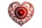 Red heart in the form of a mandala on a white background. Abstract illustration Valentines Day Heart. Generative AI