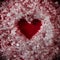 Red heart formed from round small salt crystals