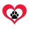 Red Heart with a Framed Pawprint