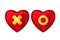 Red heart with gold cross and circle