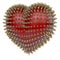Red heart with golden, kinky style metal spikes