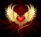 Red heart with golden wings