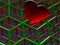Red heart with green and red grids hanging in a grid