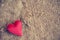 Red heart on gunny sackcloth texture
