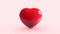 Red heart heartbeat on pink background. One and single object. Valentines day and  Medical health concept. Symbol of love and