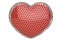 Red heart in hexagonal steel mesh.3D illustration.