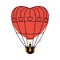 Red Heart Hot Air Balloon as Aircraft Flying in the Air Vector Illustration