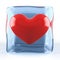 Red heart in ice cube