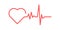 Red heart icon with sign heartbeat. Vector illustration. Heart sign in flat design