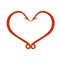Red heart icon on white. Fish hooks in heart shape. The concept of love of fishing. Vector Illustration.