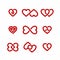 Red heart icons set
