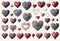 Red heart illustrated with details, isolated white background v38