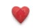 Red heart with imprinted house shape over white background