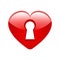 A red heart with a keyhole inside.