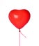 Red heart latex balloon single object for birthday party isolated on white