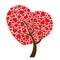 Red heart leaf and tree vector design