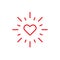 Red heart like rays icon on white