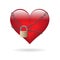 Red heart locked with chain