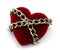Red heart locked with chain