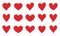 Red heart love sticker valentine silhouette set