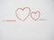 Red heart love Valentine symbol outline on white paper