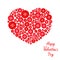 Red heart made from buttons Love card Flat design