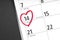 red heart marks february 14 as Valentinstag or Valentine's day on german calendar