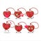 Red heart necklace cartoon character with love cute emoticon