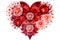 Red heart with patterns on a white background. Abstract illustration Valentines Day Heart. Generative AI