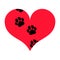 Red Heart with Pawprints On It