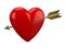 Red heart pierced with golden arrow