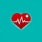 Red heart with pulse wave. Medical and symbol concept. Abstract icon theme