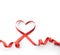 Red heart ribbon, on white