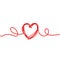 Red Heart round scribble hand drawn with thin line, divider shape.on white background