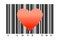 Red heart shape on barcode. Love concept.