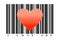 Red heart shape on barcode. Love concept