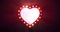 Red heart shape border with blinking light bulbs on dark background