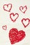 Red heart shape on crumpled paper background. Romantic Valentine Grunge Style