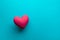 Red heart shape diy on blue background.love,valentine,wedding concepts