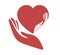 Red heart shape with hand embrace. Hug yourself logo