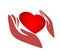 Red heart shape with hand embrace. Hug yourself logo