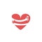 Red heart shape with hand embrace. Hug yourself logo. Love yoursel