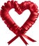 a red heart-shaped folded ribbon. Ai-Generated.
