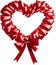 a red heart-shaped folded ribbon. Ai-Generated.