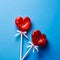 red heart shaped lollipops love and valentine day concept generative AI