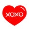 Red heart shining icon. Xoxo phrase sketch saying. Hugs and kisses. Happy Valentines day sign symbol. Cute graphic object. Love