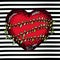 Red heart sketch with climbing plant around on pop art on black striped background